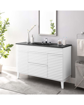 Modway Render 48 Single Bathroom Vanity In White Black