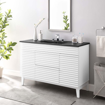 Modway Render 48 Single Bathroom Vanity In White Black