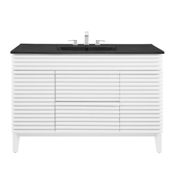 Modway Render 48 Single Bathroom Vanity In White Black