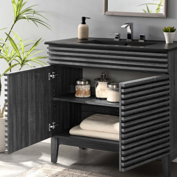 Modway Render 36 Bathroom Vanity In Charcoal Black