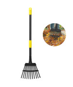 Oliynedy Leaf Rake For Gardening Adjustable Metal Garden Rake For Leaves Long Handle 3060 11 Tines 9 Wide Small Lawn Coll