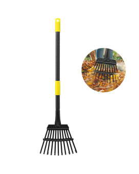 Oliynedy Leaf Rake For Gardening Adjustable Metal Garden Rake For Leaves Long Handle 3060 11 Tines 9 Wide Small Lawn Coll