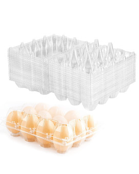 Grronzee 60 Pack Plastic Egg Cartons Cheap Bulk 1 Dozen Clear Empty Egg Cartons For Chicken Eggs Reusable Egg Carton For Home R