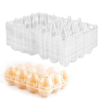 Grronzee 60 Pack Plastic Egg Cartons Cheap Bulk 1 Dozen Clear Empty Egg Cartons For Chicken Eggs Reusable Egg Carton For Home R