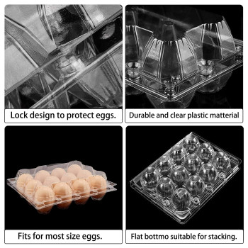 Grronzee 60 Pack Plastic Egg Cartons Cheap Bulk 1 Dozen Clear Empty Egg Cartons For Chicken Eggs Reusable Egg Carton For Home R