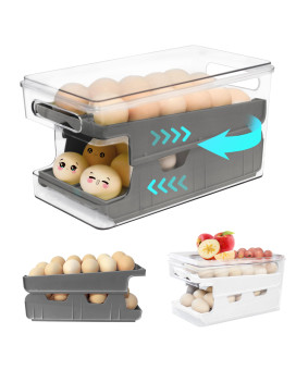 Virmate Rolling Egg Holder For Fridge 24 Count Egg Dispenser For Refrigerator Automatic Egg Storage Container Organizer For Fr