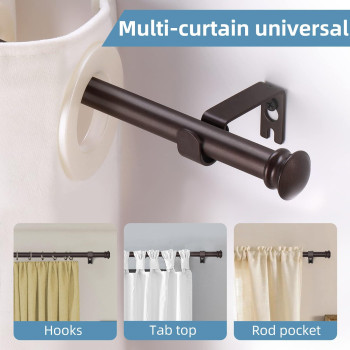 Corklatta Bronze Window Curtain Rods 30 To 88 Inches Decorative 58 Inch Diameter Single Window Curtain Rod Set For Room Divide