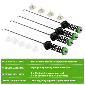 2024 Upgradedw11130362 Washer Suspension Rod Kit Fit Wtw5000Dw Wtw5010Lw Mvw4505Mw 11022352510 Compatible With Whirlpool Mayag