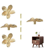 Gold Flower Drawer Knobs Creative Petal Kitchen Cabinet Knobs Dresser Knobs Furniture Cupboard Drawer Pulls Handles For Wardrobe