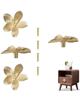 Gold Flower Drawer Knobs Creative Petal Kitchen Cabinet Knobs Dresser Knobs Furniture Cupboard Drawer Pulls Handles For Wardrobe