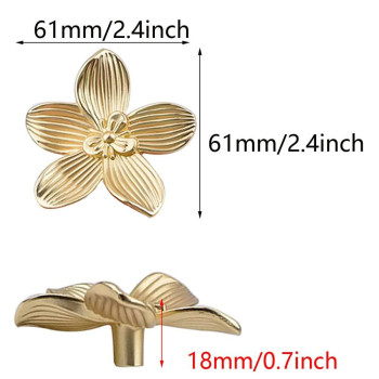 Gold Flower Drawer Knobs Creative Petal Kitchen Cabinet Knobs Dresser Knobs Furniture Cupboard Drawer Pulls Handles For Wardrobe