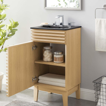 Modway Render 18 Bathroom Vanity With Sink In Oak Black