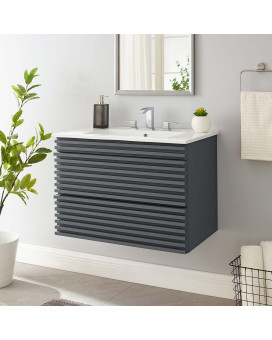 Modway Render 30 Wallmount Bathroom Vanity In Gray White