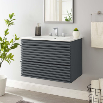 Modway Render 30 Wallmount Bathroom Vanity In Gray White