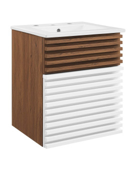 Modway Render 18 Wallmount Bathroom Vanity In White Walnut White