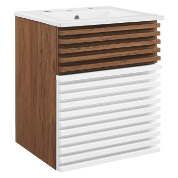 Modway Render 18 Wallmount Bathroom Vanity In White Walnut White