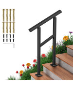 Aatrixkit Handrails For Outdoor Steps Stair Railing 2 Steps Wrought Iron Stair Handrail With Installation Kit Porch Railing F