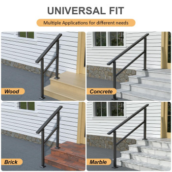 Aatrixkit Handrails For Outdoor Steps Stair Railing 2 Steps Wrought Iron Stair Handrail With Installation Kit Porch Railing F