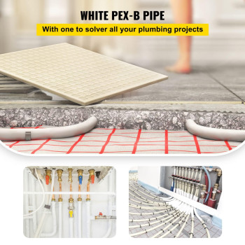 Vevor Pex Pipe 1 Inch X 500 Ft Pex Tubing Non Oxygen Barrier White Pexb Pipe Flexible Pex Water Line For Rv Sewer Hose Plum