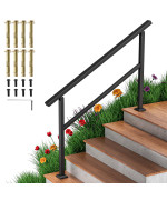 Aatrixkit Handrails For Outdoor Steps Stair Railing 5 Steps Wrought Iron Stair Handrail With Installation Kit Porch Railing F