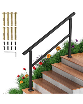 Aatrixkit Handrails For Outdoor Steps Stair Railing 5 Steps Wrought Iron Stair Handrail With Installation Kit Porch Railing F