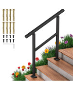 Aatrixkit Handrails For Outdoor Steps Stair Railing 3 Steps Wrought Iron Stair Handrail With Installation Kit Porch Railing F