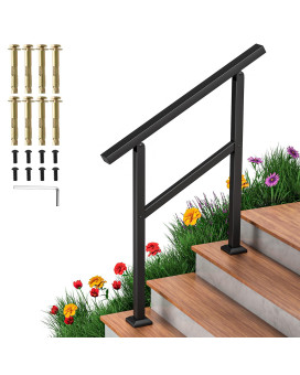 Aatrixkit Handrails For Outdoor Steps Stair Railing 3 Steps Wrought Iron Stair Handrail With Installation Kit Porch Railing F