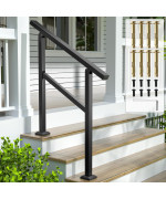 Aatrixkit Handrails For Outdoor Steps 4 Steps Stair Railing Wrought Iron Stair Handrail With Installation Kit Porch Railing F