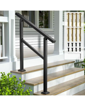 Aatrixkit Handrails For Outdoor Steps 4 Steps Stair Railing Wrought Iron Stair Handrail With Installation Kit Porch Railing F