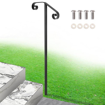 Aatrixkit Handrail Railing Single Post Handrail Grab Rail Single Post Railing Wrought Iron Post Mount Step Grab Supports In G