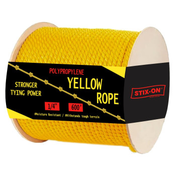 Polypropylene Rope 600Ft 14 Inch Twisted Nautical Rope Oil Resistant Yellow Heavy Duty Rope Ideal For Boats Dock Increas