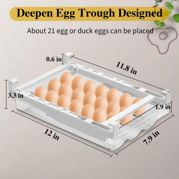 Meijia Egg Holder For Fridge With Handle Automatic Rolling Egg Organizer For Refrigerator Clear Plastic Egg Storage For Refrige