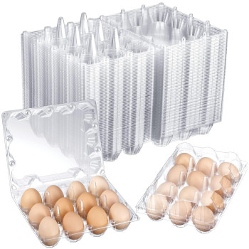 Zubebe 200 Pieces Clear Egg Cartons Plastic Egg Cartons Bulk Empty Chicken Egg Tray Holds Securely Clear Blank Egg Cartons For C