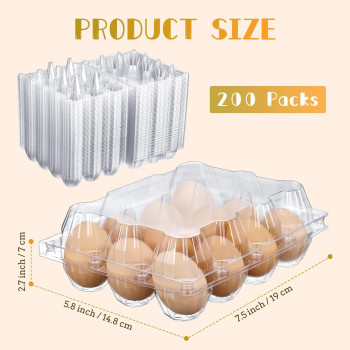 Zubebe 200 Pieces Clear Egg Cartons Plastic Egg Cartons Bulk Empty Chicken Egg Tray Holds Securely Clear Blank Egg Cartons For C