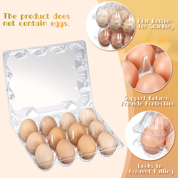 Zubebe 200 Pieces Clear Egg Cartons Plastic Egg Cartons Bulk Empty Chicken Egg Tray Holds Securely Clear Blank Egg Cartons For C