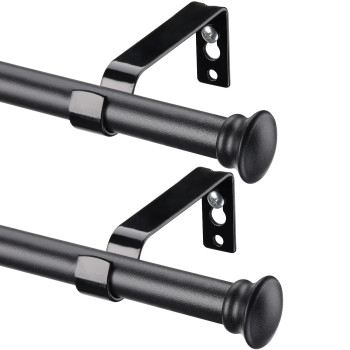 Black Curtain Rods 2 Pack Small Curtain Rods For Windows 48 To 84 Inch 58 Heavy Duty Matte Black Curtain Rod Set With Bracket