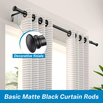 Black Curtain Rods 2 Pack Small Curtain Rods For Windows 48 To 84 Inch 58 Heavy Duty Matte Black Curtain Rod Set With Bracket