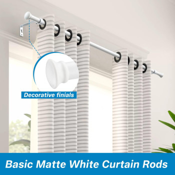 White Curtain Rods Small Curtain Rods For Windows 48 To 84 Inch 58 Heavy Duty Matte White Curtain Rod Set With Brackets Adju