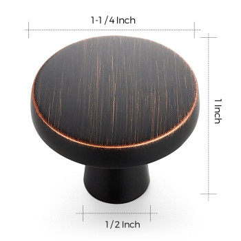 Ravinte 25 Pack Drawer Pulls 114 Inch Kitchen Cabinet Knobs Solid Round Dresser Drawer Knobs Oilrubbed Bronze Dresser Knobs D