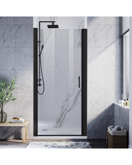 Elegant Pivot Shower Door 32 In W X 72 In H Pivot Swing Shower Doors With 14 In Clear Tempered Shower Glass Panel In Matte B