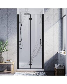 Elegant Frameless Bifold Shower Door 36 Inw X 72 Inh Pivot Swing Shower Doors With 14 In Clear Tempered Shower Glass Panel I