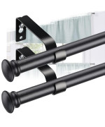 2850 Inch Heavy Duty Black Curtain Rod Set 2 Pack Cafe Rods With Brackets For Windows Doors Kitchen Bathroom