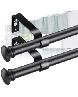 2850 Inch Heavy Duty Black Curtain Rod Set 2 Pack Cafe Rods With Brackets For Windows Doors Kitchen Bathroom