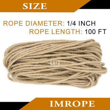 Jute Rope 14 Inch 100 Ft 6Mm Thick Natural Clothesline Garden Twine Rope 4 Strands Heavy Duty Strong Decorative String For C