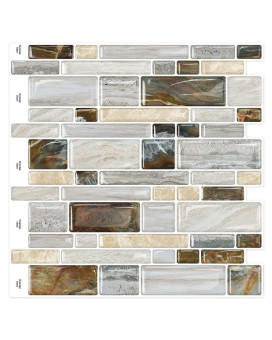 Peel And Stick Backsplash Tiles 12X12 Selfadhesive Tile Sticker For Kitchen Bathroom Brown 10 Sheets