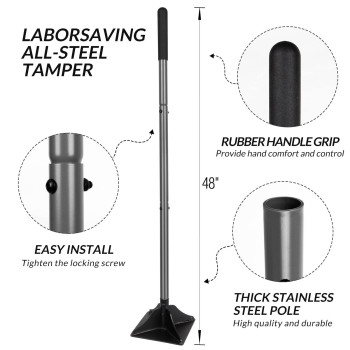 Walensee Steel Tamper 48 Inch Steel Handle 10X10 Garden Tamper With Rubber Grip For Laborsaving Allsteel Tamper Heavy Duty