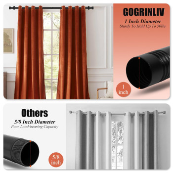 1 Inch Curtain Rods For Windows 32 To 48 Inch Black Rustic Curtain Rod Set Modern Design Drapery Rods With Brackets Room Divid