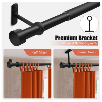 1 Inch Curtain Rods For Windows 16 To 28 Inch Black Rustic Curtain Rod Set Modern Design Drapery Rods With Brackets Room Divid