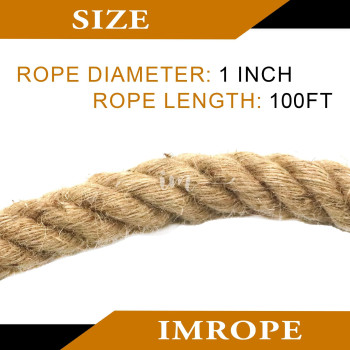 Imrope Versatile And Durable 1 Inch X 100 Ft Jute Rope Ideal For Tug Of War Swings Diy Crafts Gardening Home Decor And Ha