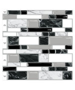 10Sheet Peel And Stick Backsplash Tiles 12X12 Selfadhesive Tile Sticker For Kitchen Bathroom White Black Marble